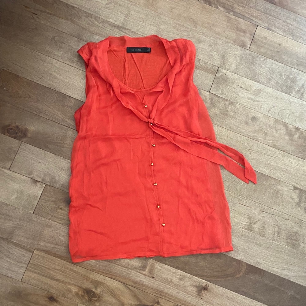 Orange sleeveless shirt with tie - the limited